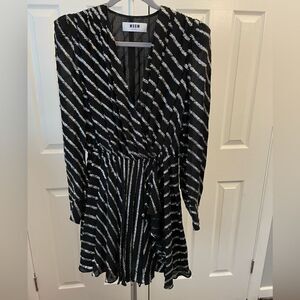 MSGM Milano Black and Silver Long Sleeve Dress size Small